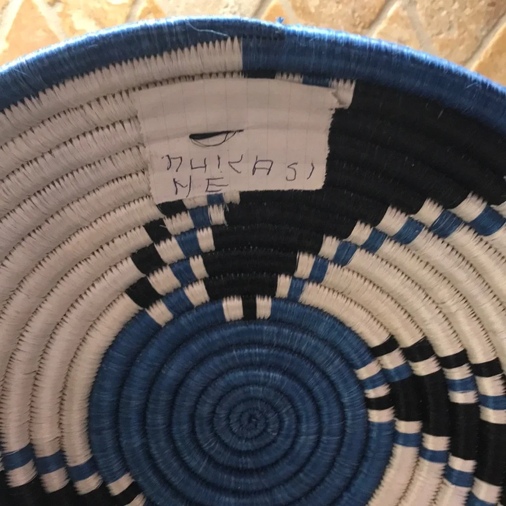 Handmade Hand Woven 12” Sisal Basket from Rwanda Africa Artisan Named